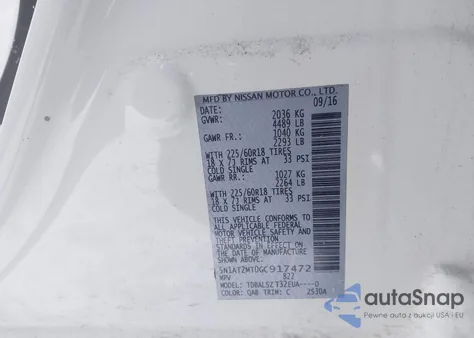 2016 Nissan Rogue Sl z USA, uszkodzony, nr VIN 5N1AT2MT0GC917472